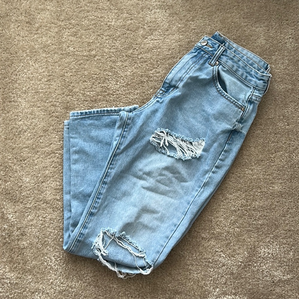forever 21 ripped dad jeans size 28